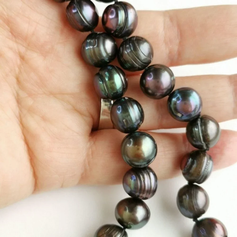 Baroque Tahitian Black Pearl necklace 18 Inches 🆕 - Picture 4 of 8